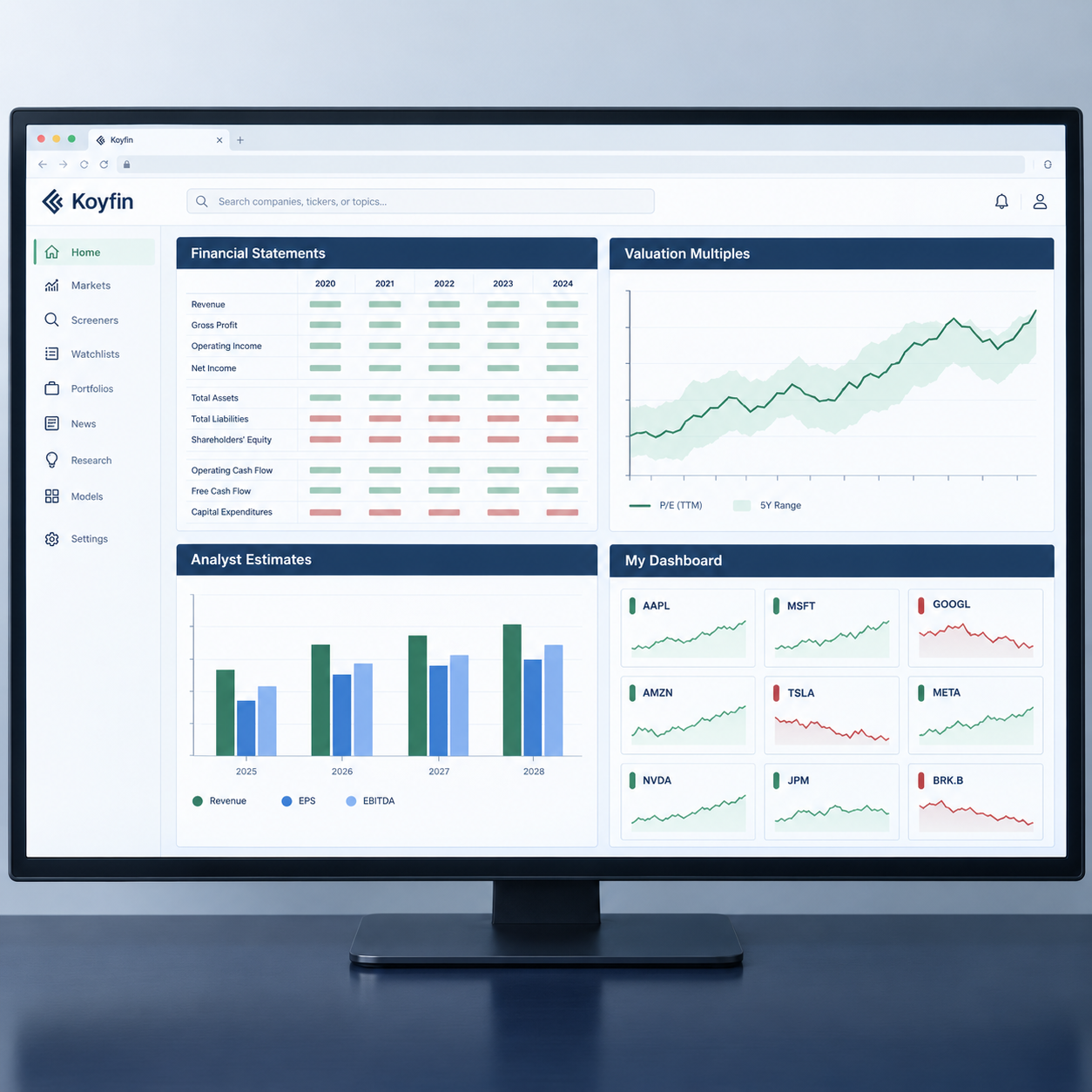 Koyfin: best for fundamentals, valuation, and dashboards