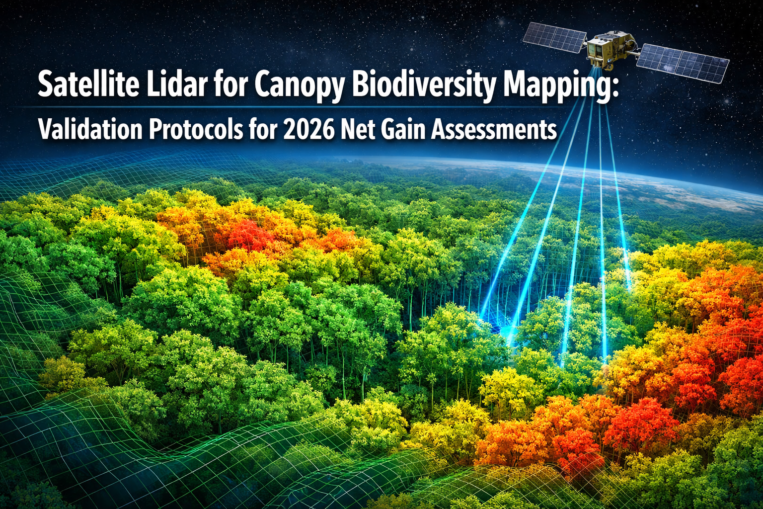Professional () hero image featuring 'Satellite Lidar for Canopy Biodiversity Mapping: Validation Protocols for 2026 Net