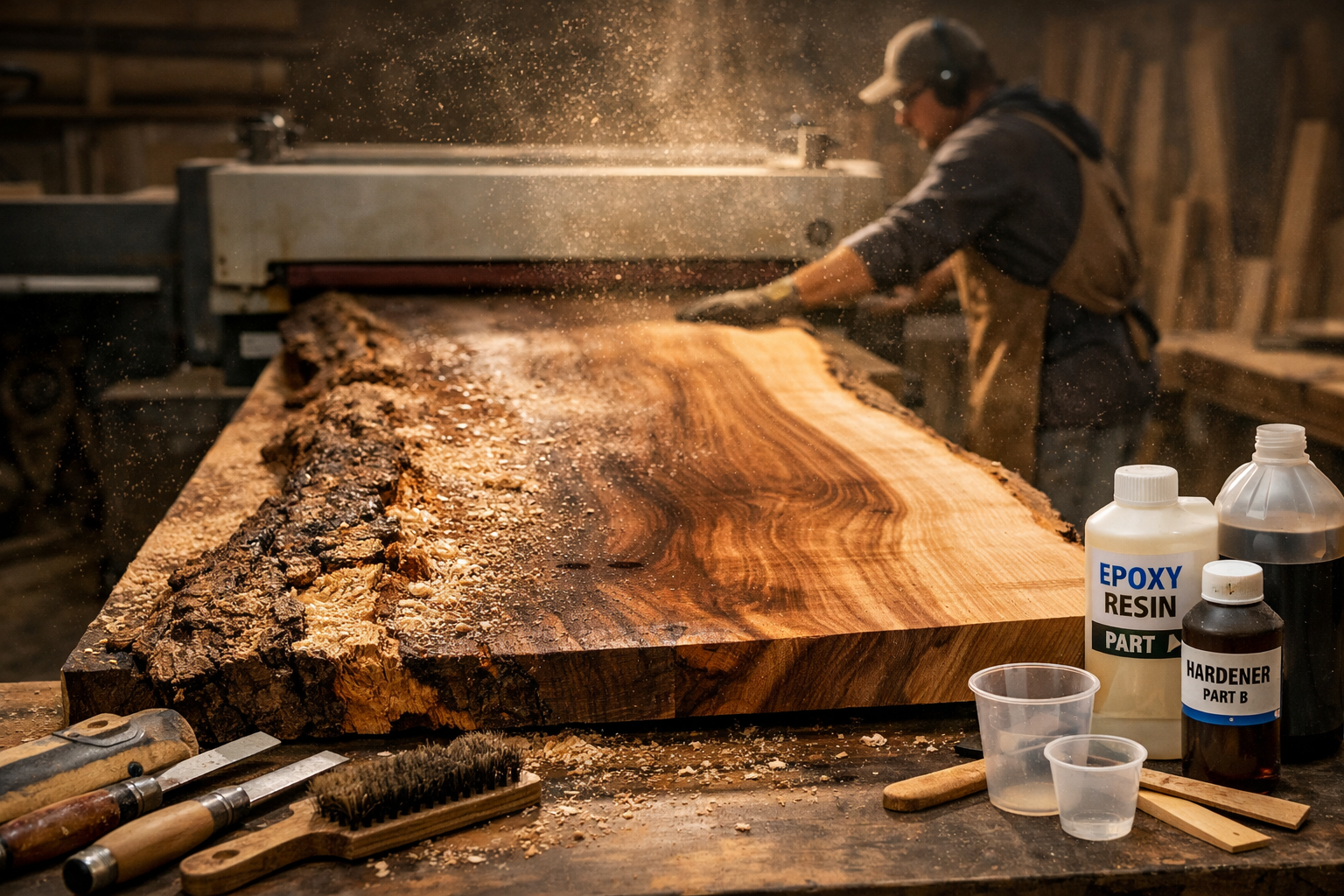 A detailed landscape format (1536x1024) image for the 'From Raw Slab to Refined Masterpiece' section, illustrating the preparation process. 