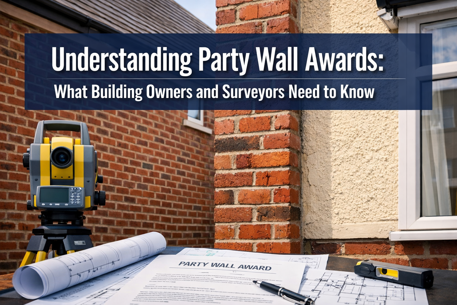 Professional () hero image with 'Understanding Party Wall Awards: What Building Owners and Surveyors Need to Know' in extra