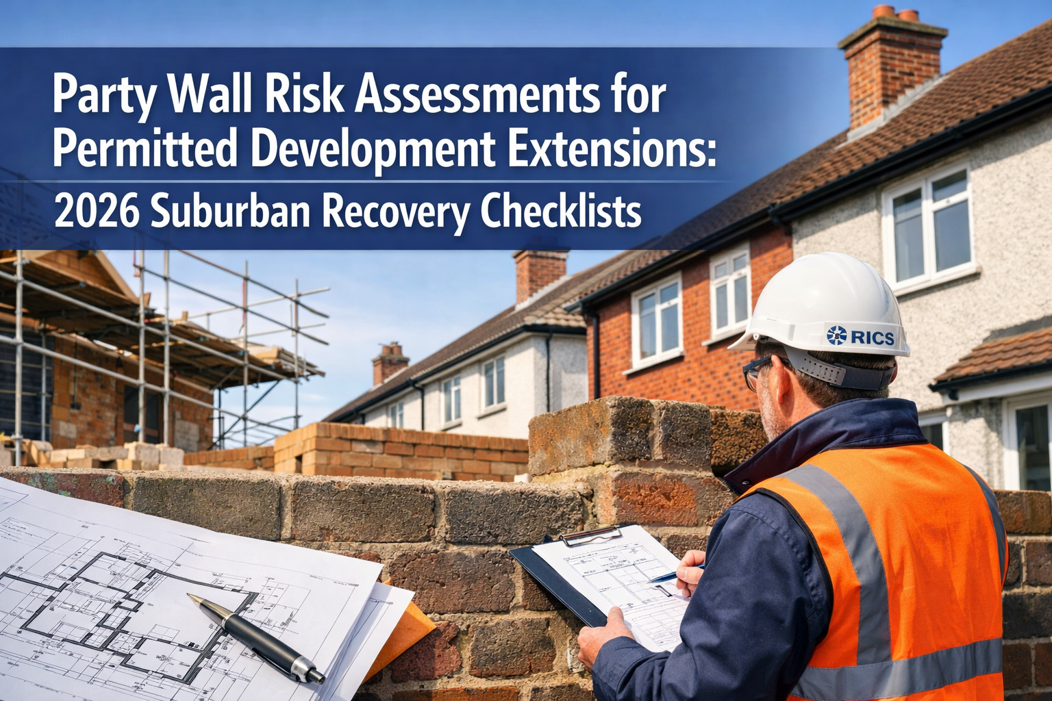 Professional () hero image with 'Party Wall Risk Assessments for Permitted Development Extensions: 2026 Suburban Recovery