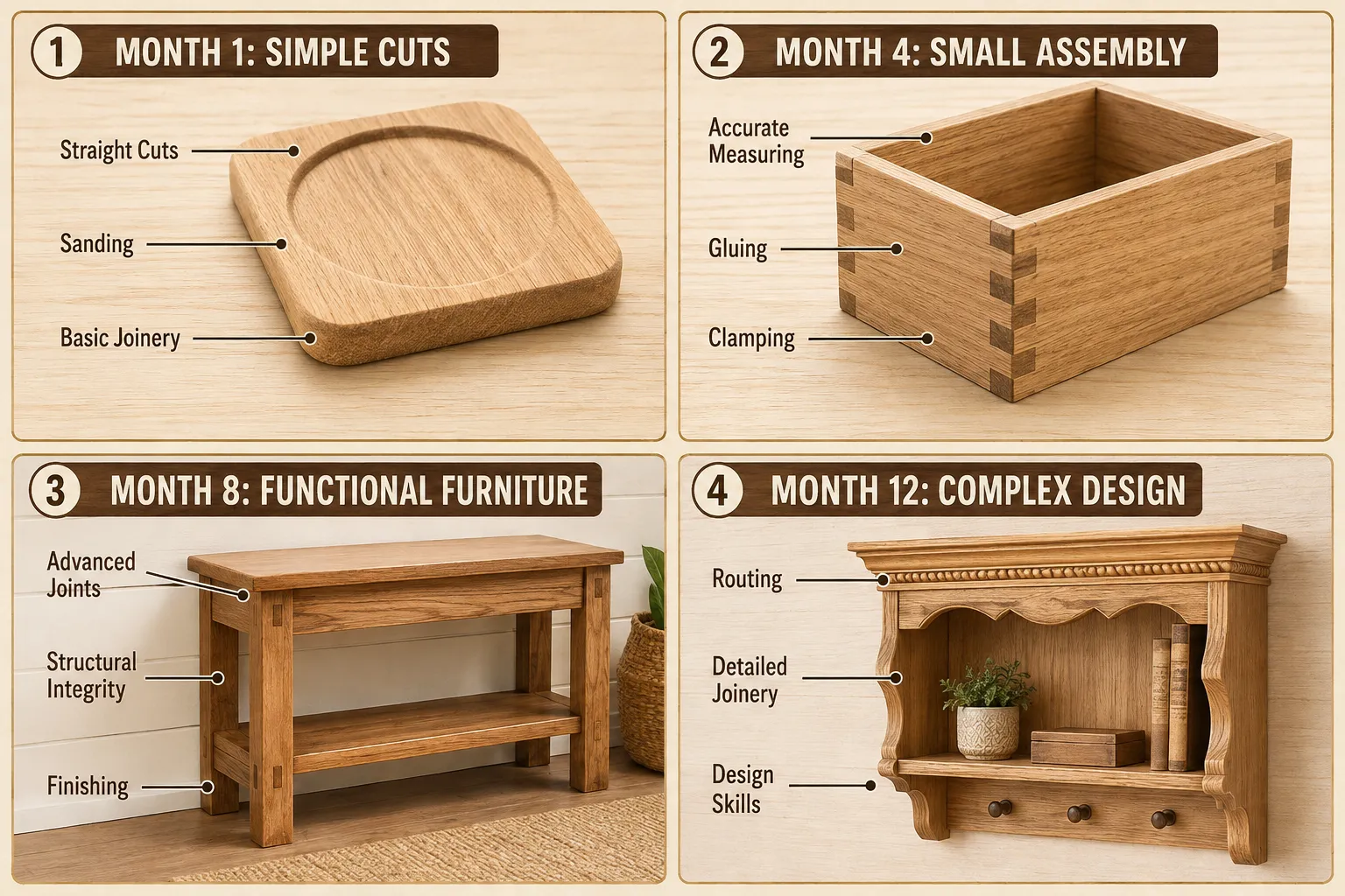The Foundation: Months 1-3 (Basic Cuts, Measurement, and Assembly)