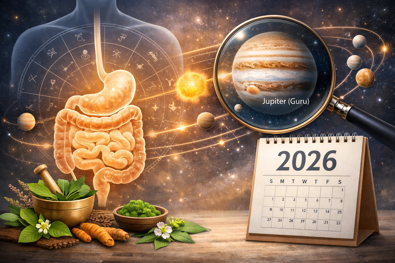 Do not write in Hindi on the images. Must write in English only. Detailed landscape format (1536x1024) image showing a stylized human digest