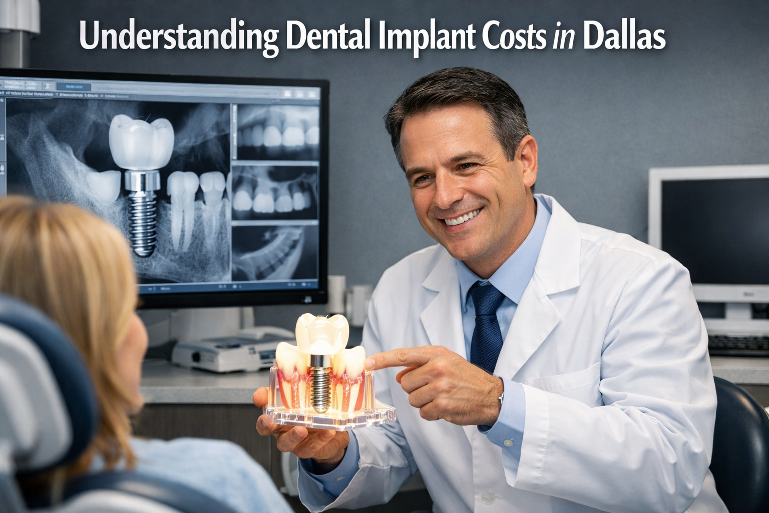 () image depicting a modern, wearing professional attire and a warm smile, is explaining a treatment plan to a patient using