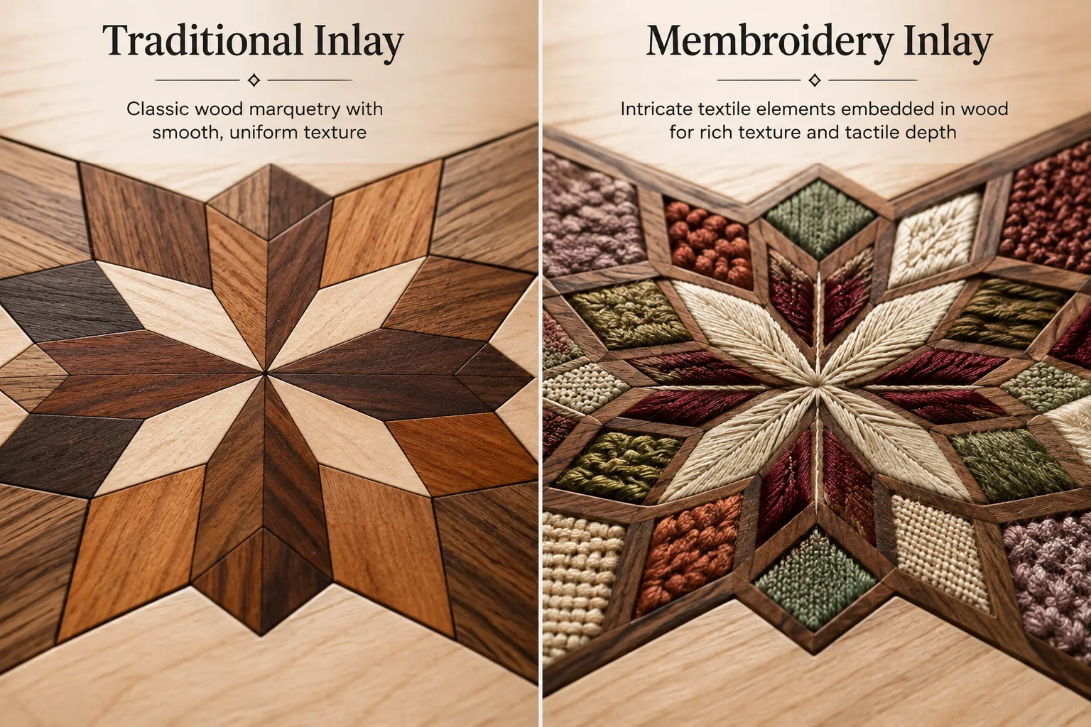 Techniques for Executing Membroidery Wood Inlay