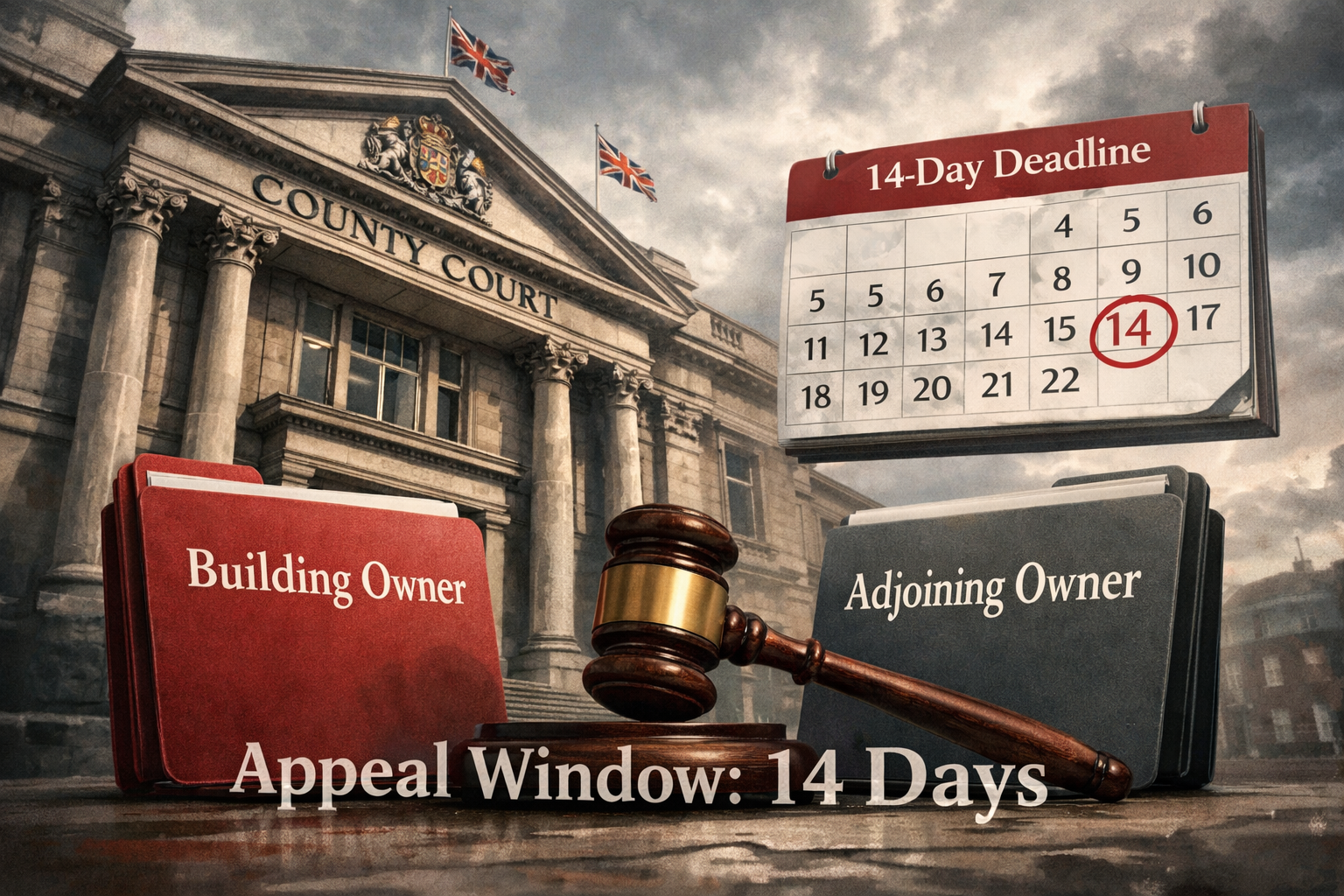 () concept illustration showing a County Court building exterior in classic British architectural style viewed from street