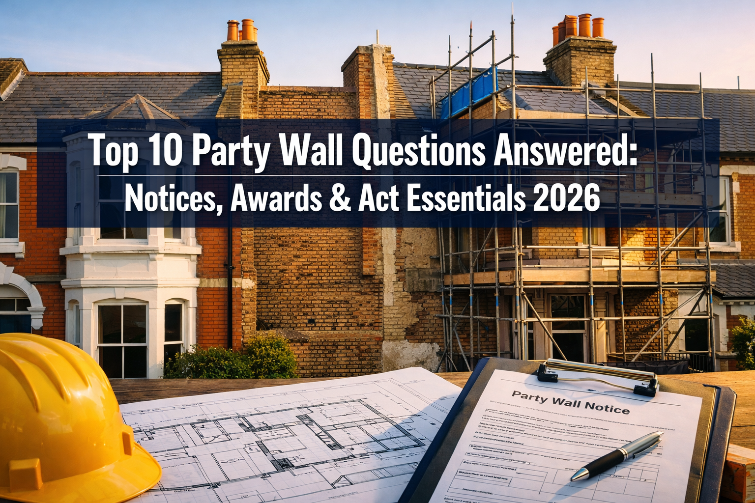 Professional () hero image with 'Top 10 Party Wall Questions Answered: Notices, Awards & Act Essentials 2026' in extra large