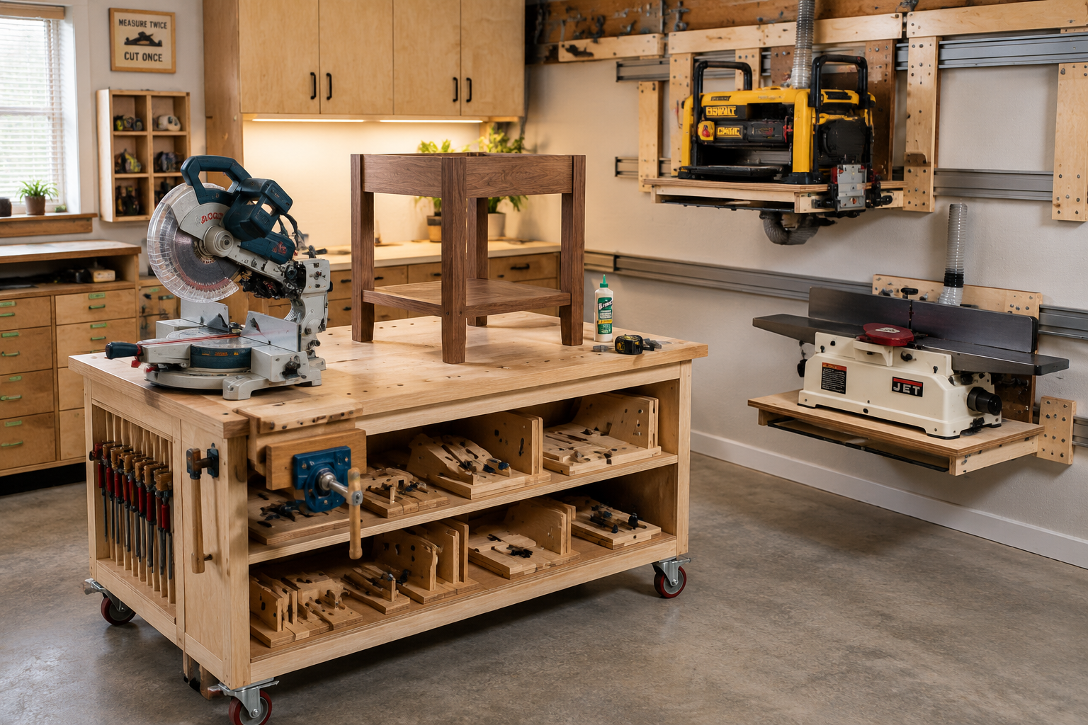 Maximizing Space with Mobile Tool Stations and Foldable Workbenches