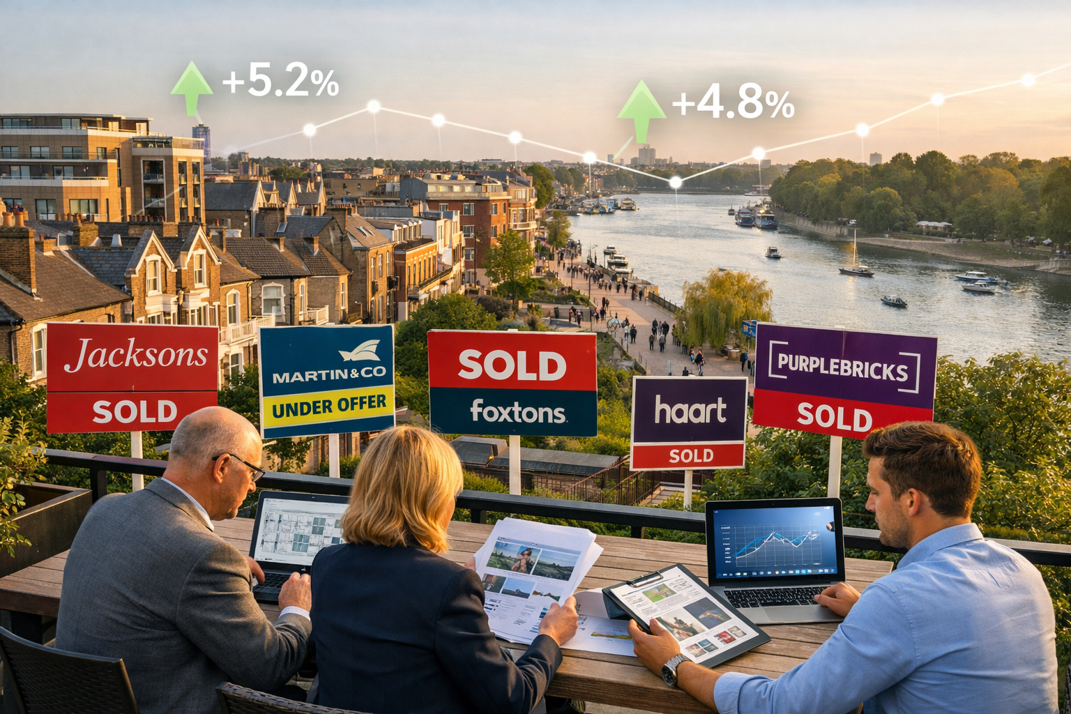 Detailed () image showing recovered urban market scene in South East England, aerial perspective of mixed residential
