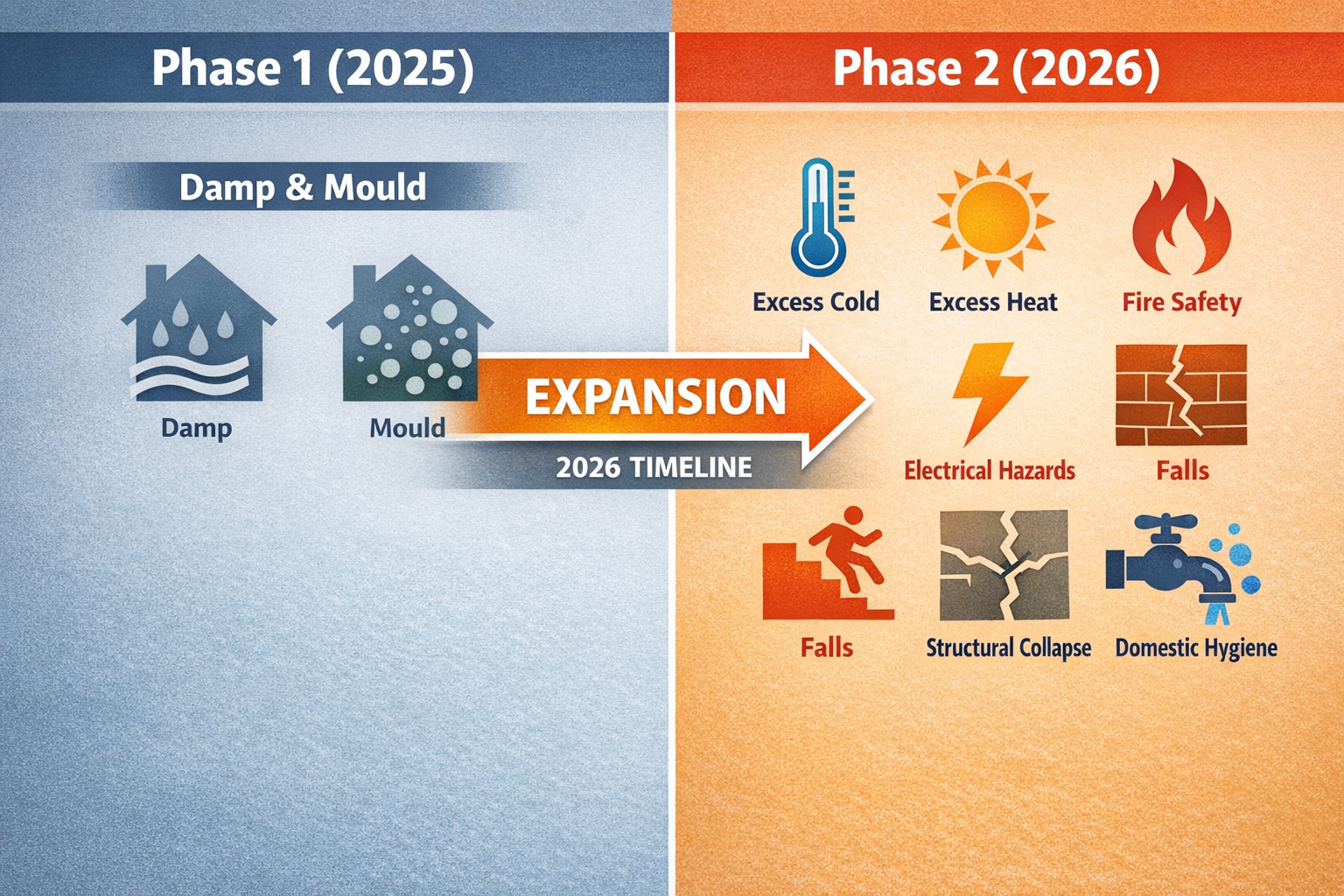 Detailed () image showing comprehensive hazard category comparison infographic with two distinct sections labeled 'Phase 1