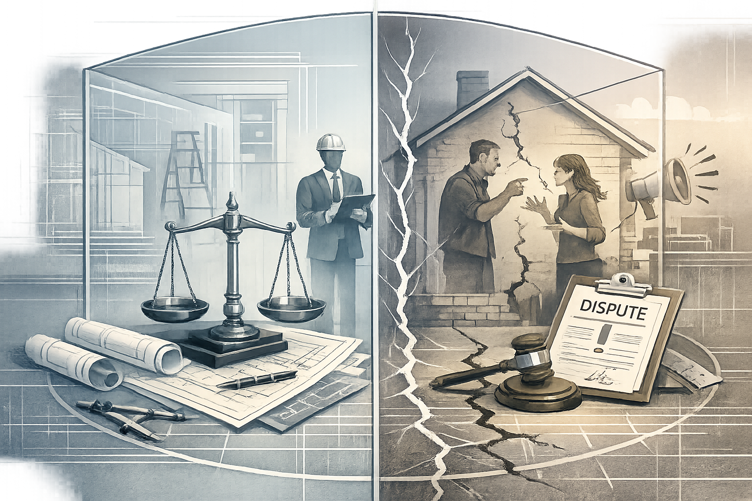 Conceptual illustration depicting the delicate balance between client representation and adjoining owner protections.