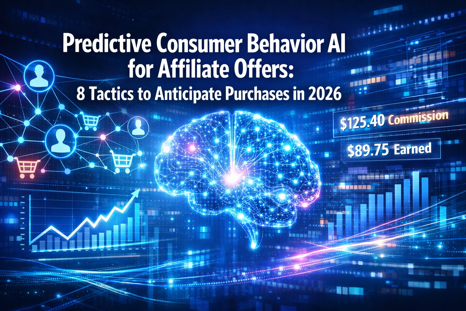 Professional () hero image featuring 'Predictive Consumer Behavior AI for Affiliate Offers: 8 Tactics to Anticipate