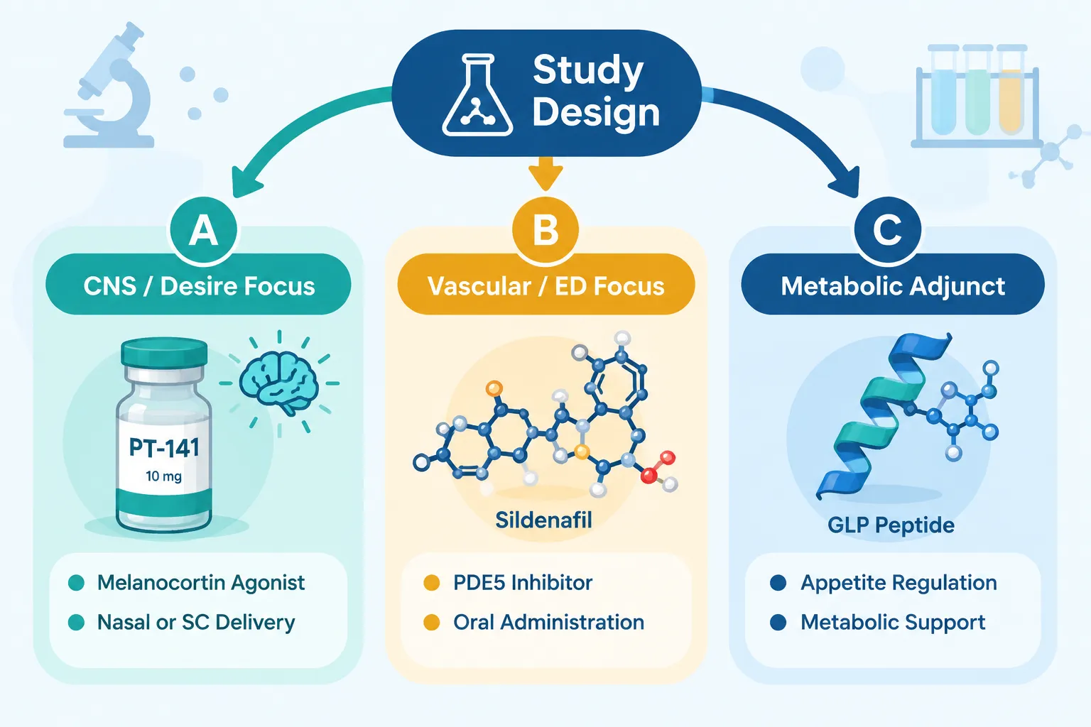 Comparing Sildenafil and GLP-Class Adjuncts as Research Benchmarks