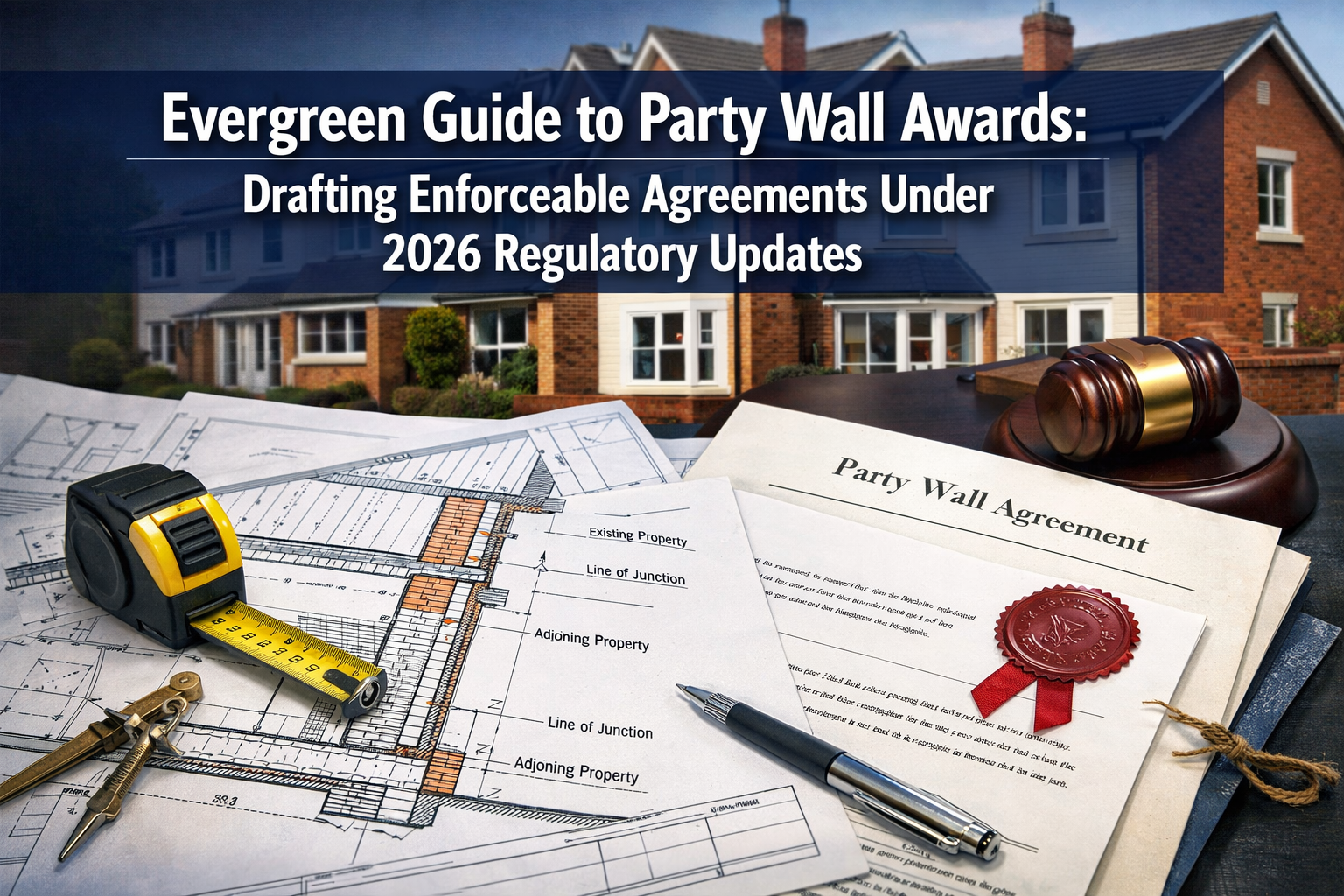 Professional () hero image featuring 'Evergreen Guide to Party Wall Awards: Drafting Enforceable Agreements Under 2026