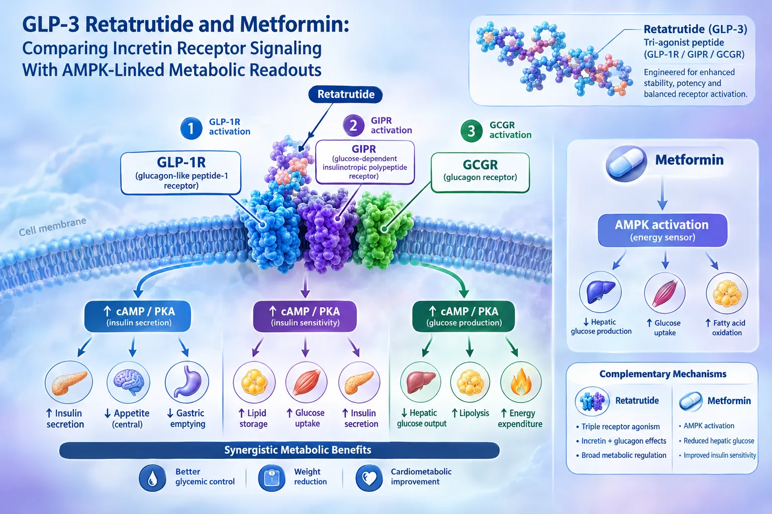 GLP-3 Retatrutide and Metformin: Comparing Incretin Receptor Signaling With AMPK-Linked Metabolic Readouts at the Cellular Le