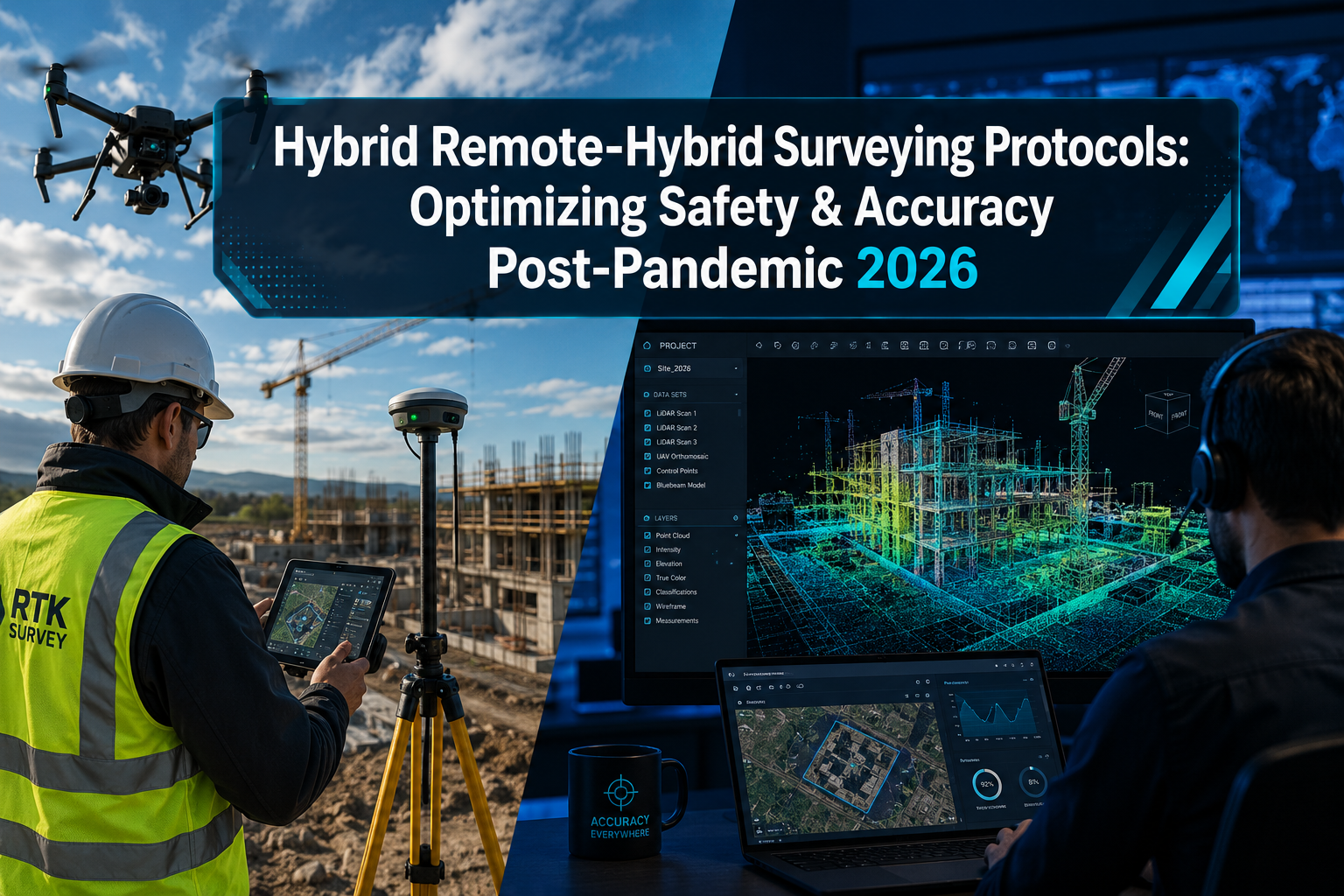 Professional () hero image with : 'Hybrid Remote-Hybrid Surveying Protocols: Optimizing Safety & Accuracy Post-Pandemic