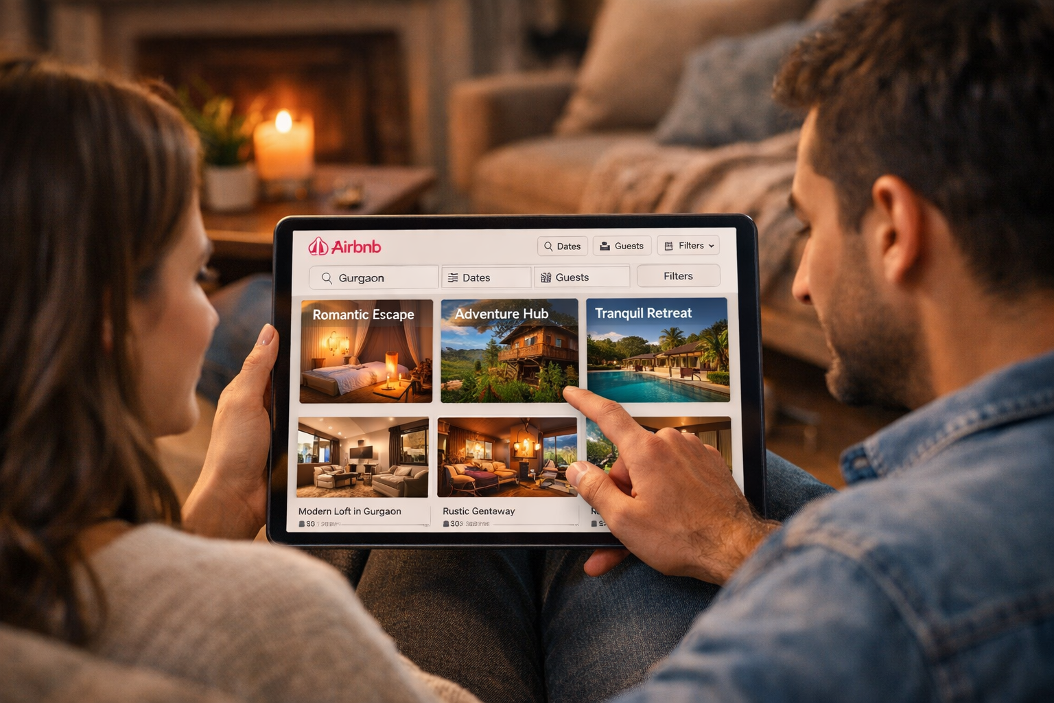 Detailed () image for the first H2 section, depicting a couple discreetly exploring a digital interface on a tablet,