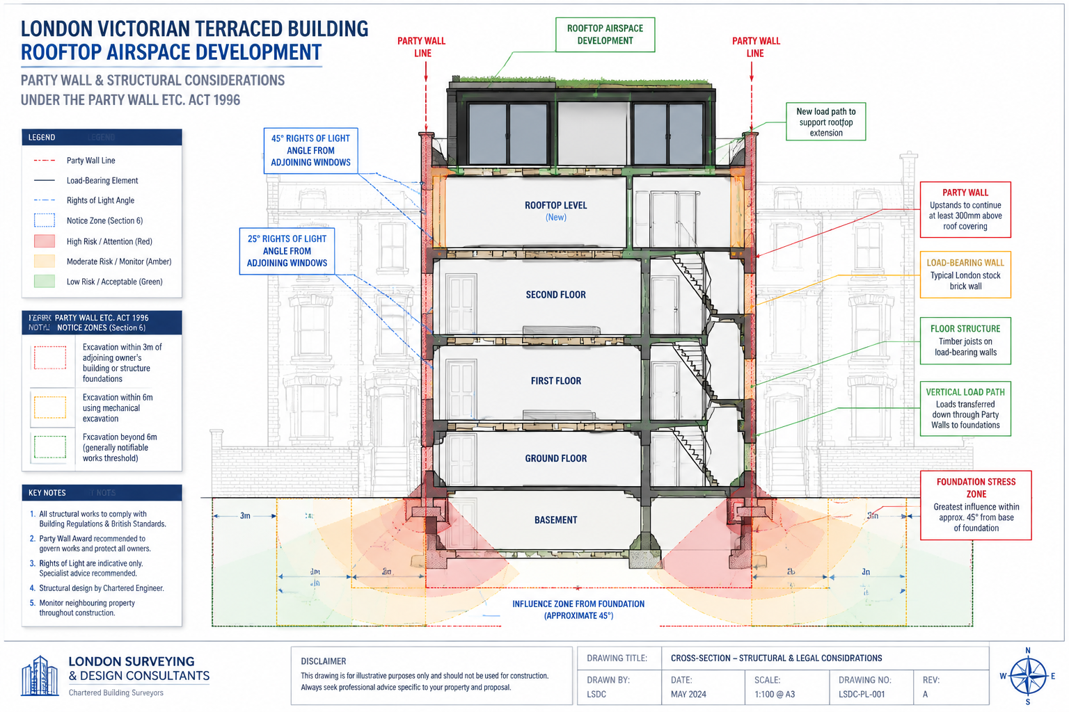 () detailed infographic-style image showing a cross-section diagram of a London Victorian terraced building with a rooftop