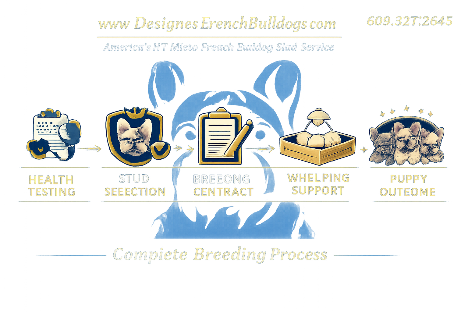Detailed () showing a step-by-step breeding process checklist displayed as a clean modern infographic with icons: health