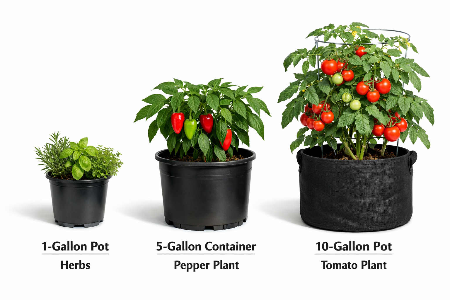 All images must be as if shot with an SLR camera () detailed comparison image showing three different container sizes side