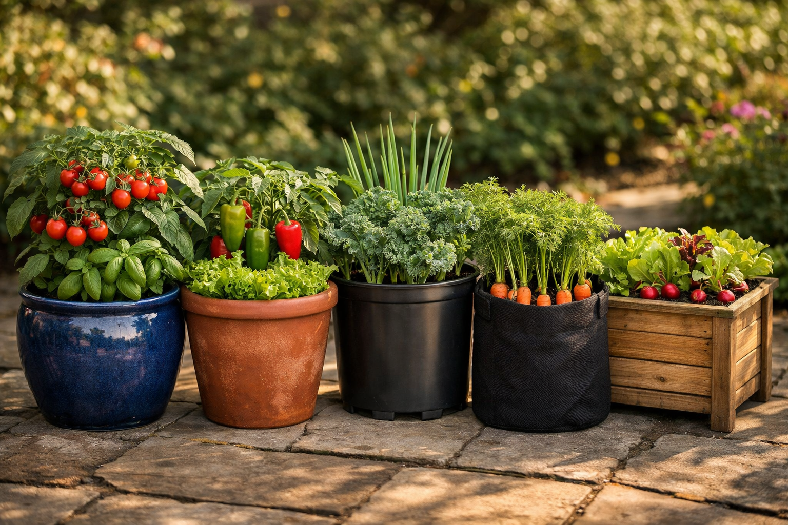 All images must be as if shot with an SLR camera () material comparison display showing five different container types