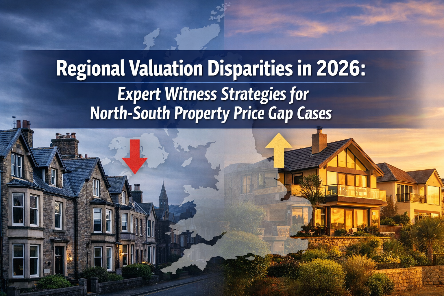 Professional () hero image with 'Regional Valuation Disparities in 2026: Expert Witness Strategies for North-South Property