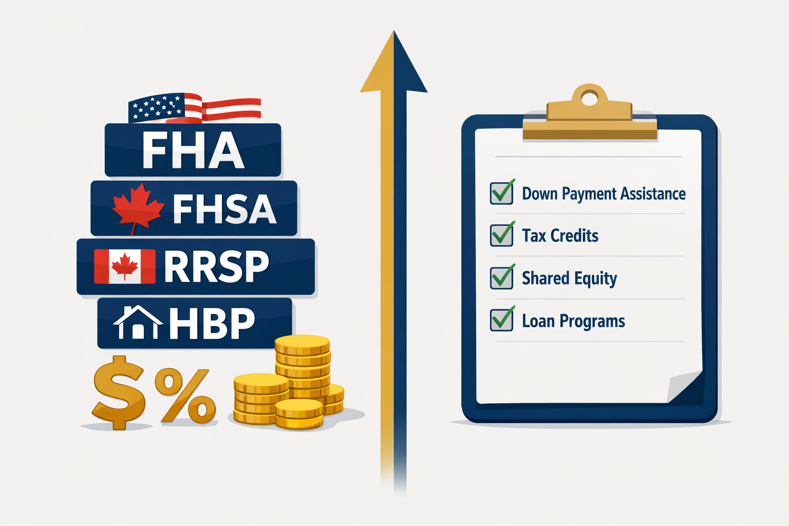 Detailed () informational infographic illustration showing a split-scene comparison: left side displays stacked icons of