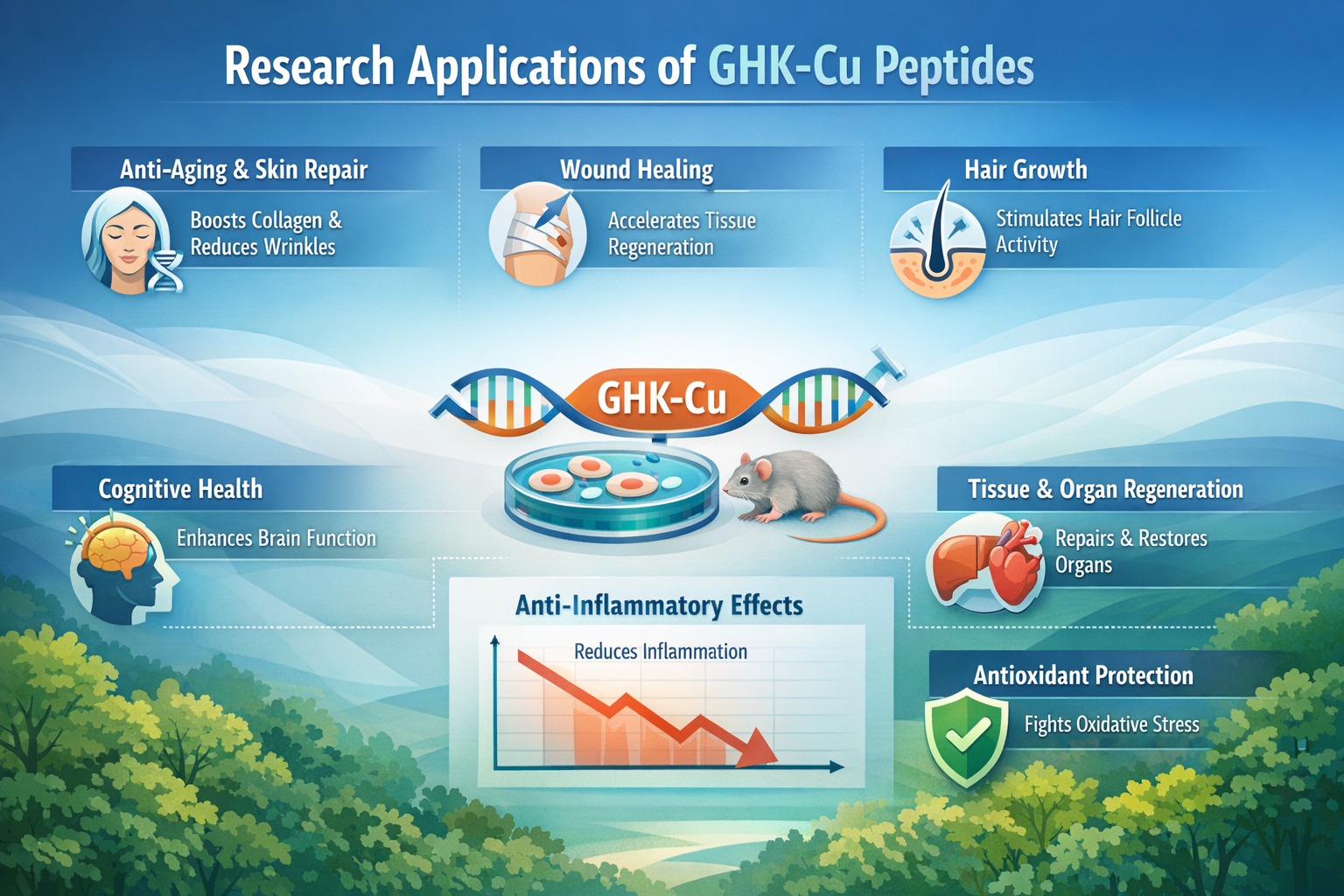 Professional landscape infographic (1536x1024) for article "GHK-Cu Peptides: Your Complete Guide to This Powerful Regenerative Compound in 2