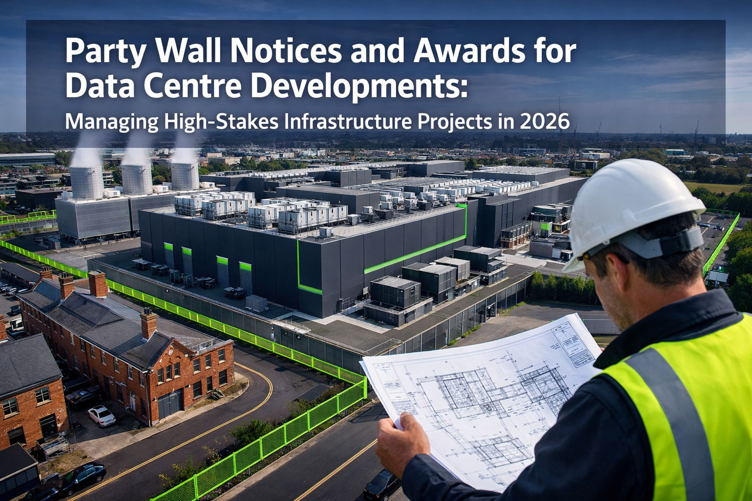 Professional () hero image with 'Party Wall Notices and Awards for Data Centre Developments: Managing High-Stakes