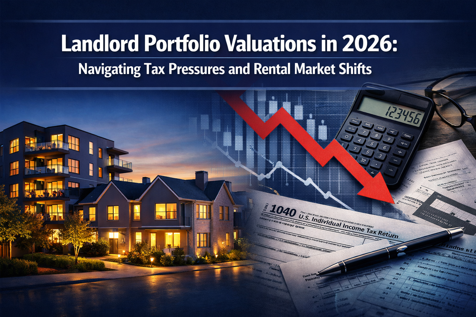 Professional () hero image featuring 'Landlord Portfolio Valuations in 2026: Navigating Tax Pressures and Rental Market