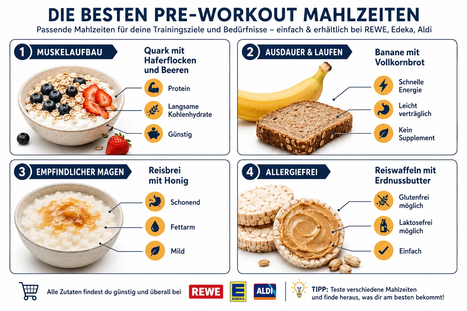 Pre-Workout-Mahlzeiten für Gewichtsverlust versus Muskelaufbau