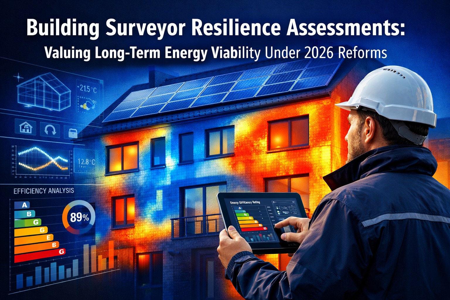 Professional () hero image featuring 'Building Surveyor Resilience Assessments: Valuing Long-Term Energy Viability Under