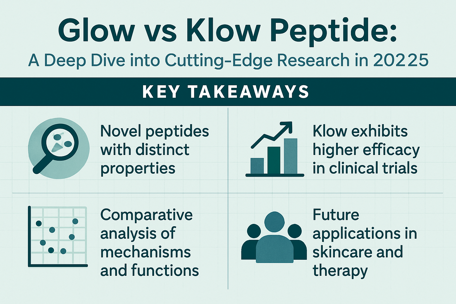 Professional landscape infographic (1536x1024) for article "Glow vs Klow Peptide: A Deep Dive into Cutting-Edge Research in 2025", section: 