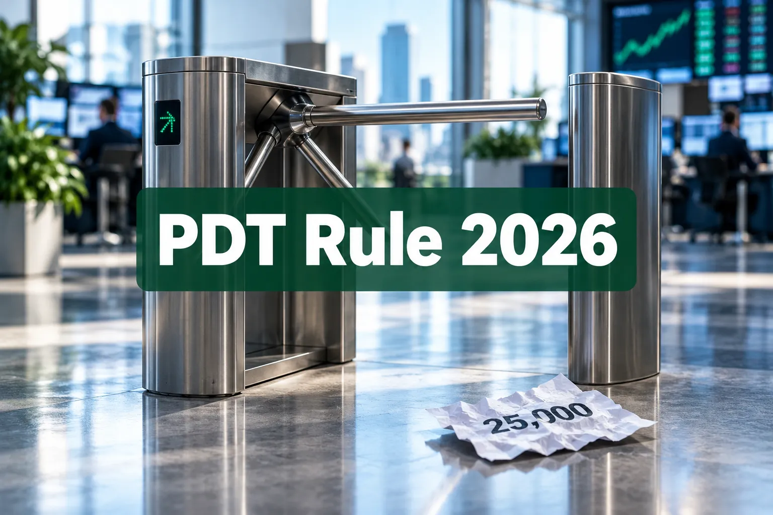 PDT rule cover image with an open steel turnstile and a discarded 25,000 sign