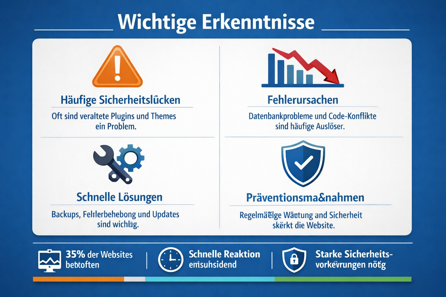 Professional infographic for article "„Es gab einen kritischen Fehler" in WordPress: Ursachen, Lösungen und Prävention",