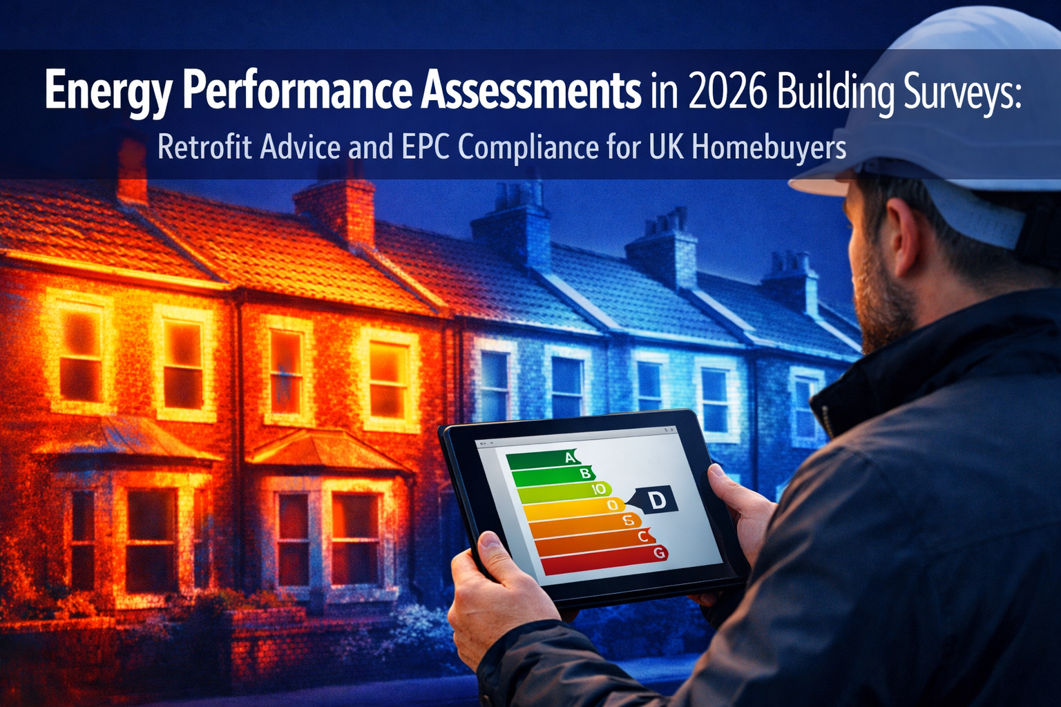 Professional () hero image with 'Energy Performance Assessments in 2026 Building Surveys: Retrofit Advice and EPC Compliance