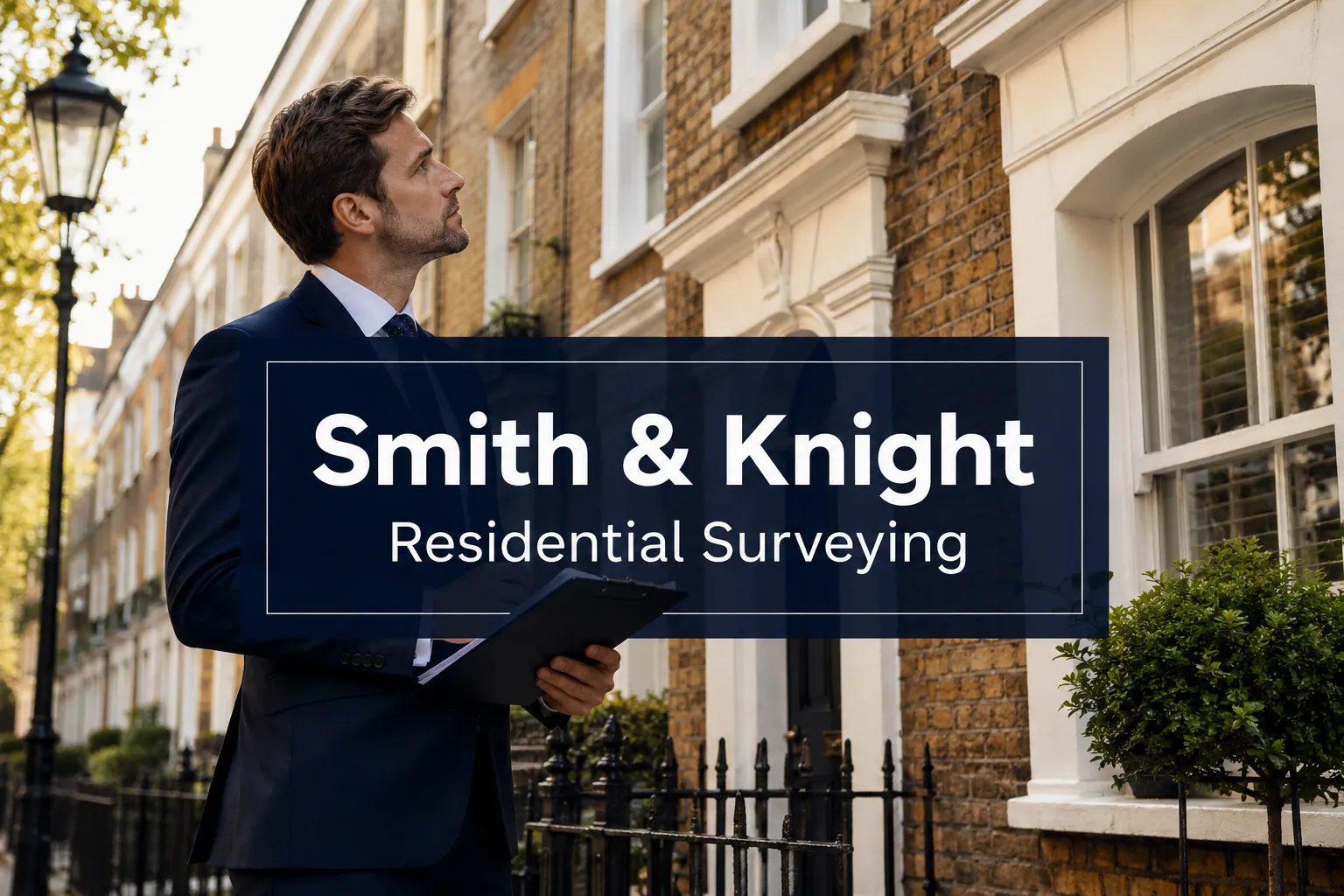 Professional () hero image with (≤42 chars): 'Smith & Knight Residential Surveying' in crisp white on a deep navy