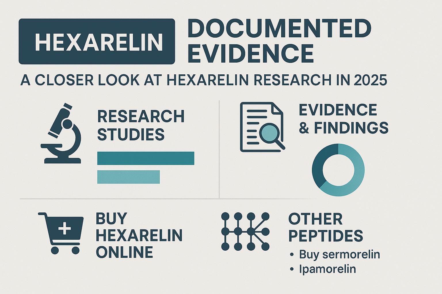 Professional landscape infographic (1536x1024) for article "Hexarelin Research and Evidence: Unlocking Potential in 2025 for Informed Decisi