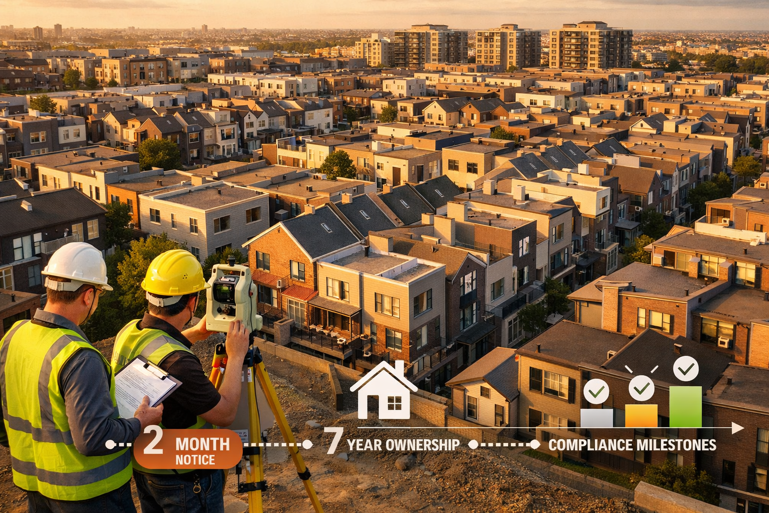 () wide-angle photograph of large-scale institutional build-to-rent housing development showing rows of connected townhouses