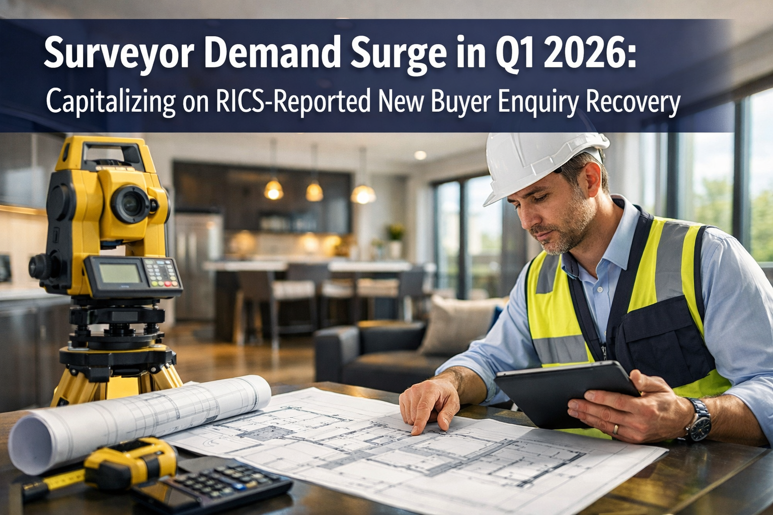 Professional () hero image featuring 'Surveyor Demand Surge in Q1 2026: Capitalizing on RICS-Reported New Buyer Enquiry