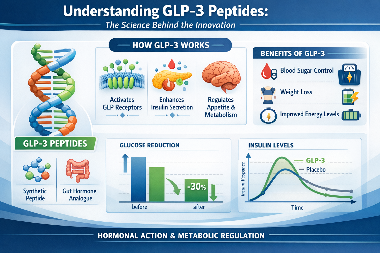 Professional landscape infographic (1536x1024) for article "GLP-3 Peptides: Comprehensive Research Guide for 2026", section: "Understanding 