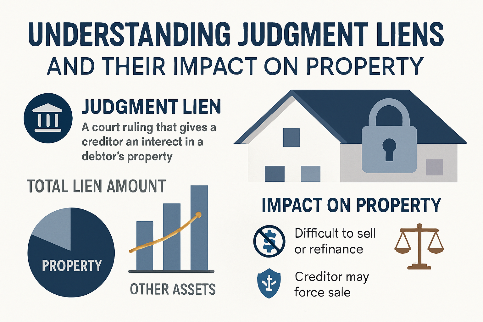 Professional landscape infographic (1536x1024) for article "How to Satisfy a Judgment Lien: Payment, Release & Removal", section: "Understan
