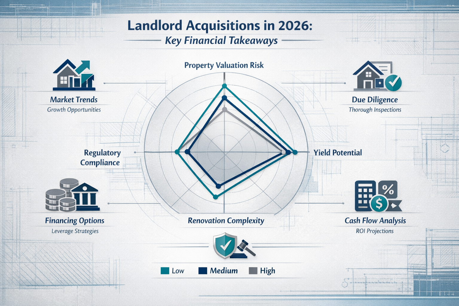 A comprehensive, yield potential, renovation complexity, and regulatory compliance. Surrounding the central chart, use