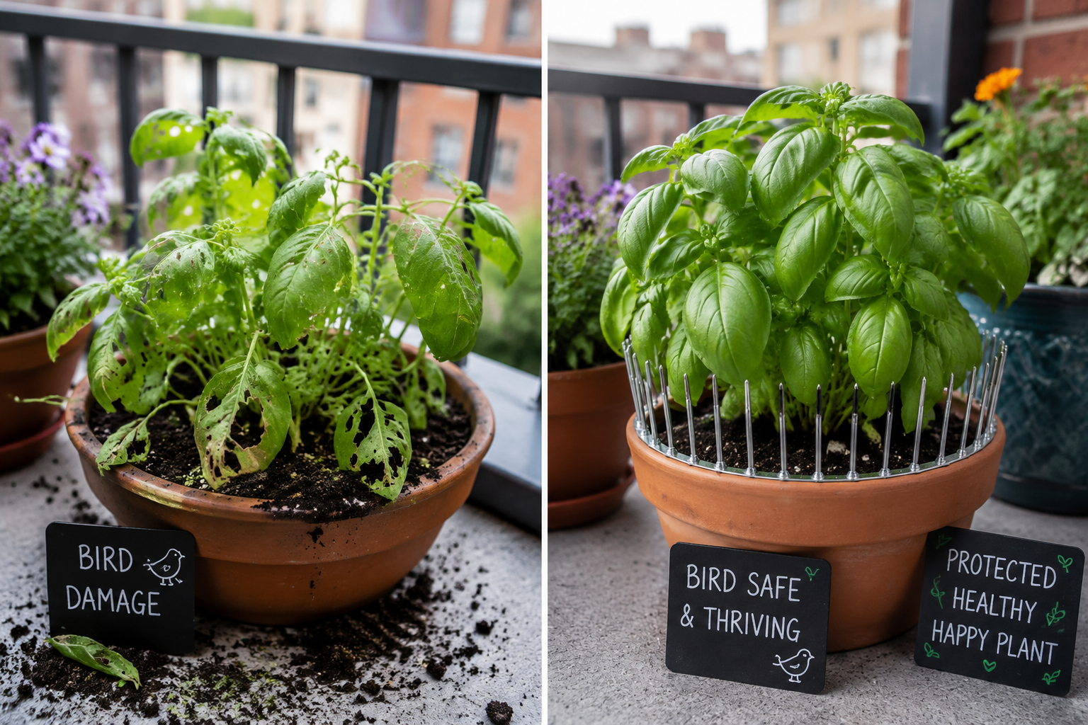 What mistakes do people make when trying to keep birds off plants?
