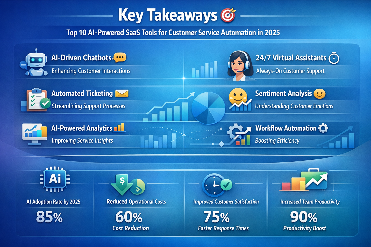 Professional landscape infographic (1536x1024) for article "Top 10 AI-Powered SaaS Tools for Customer Service Automation in 2025 π€", sectio