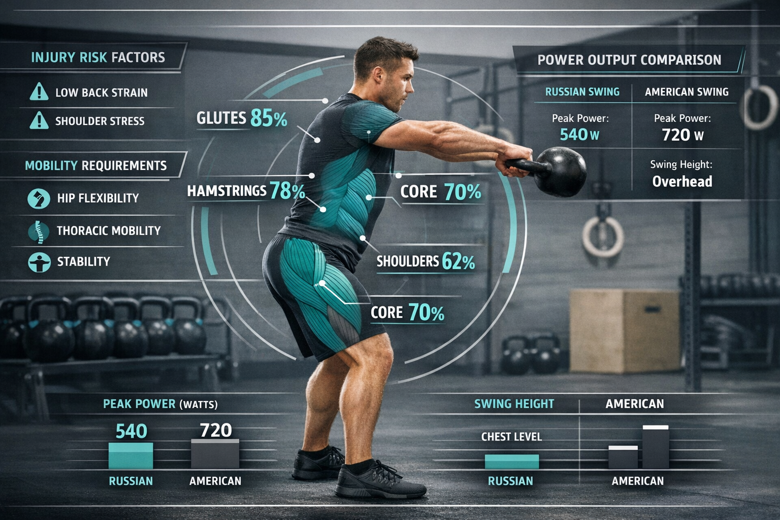 Landscape format (1536x1024) performance comparison visualization showing athletic training environment with multiple data elements, central