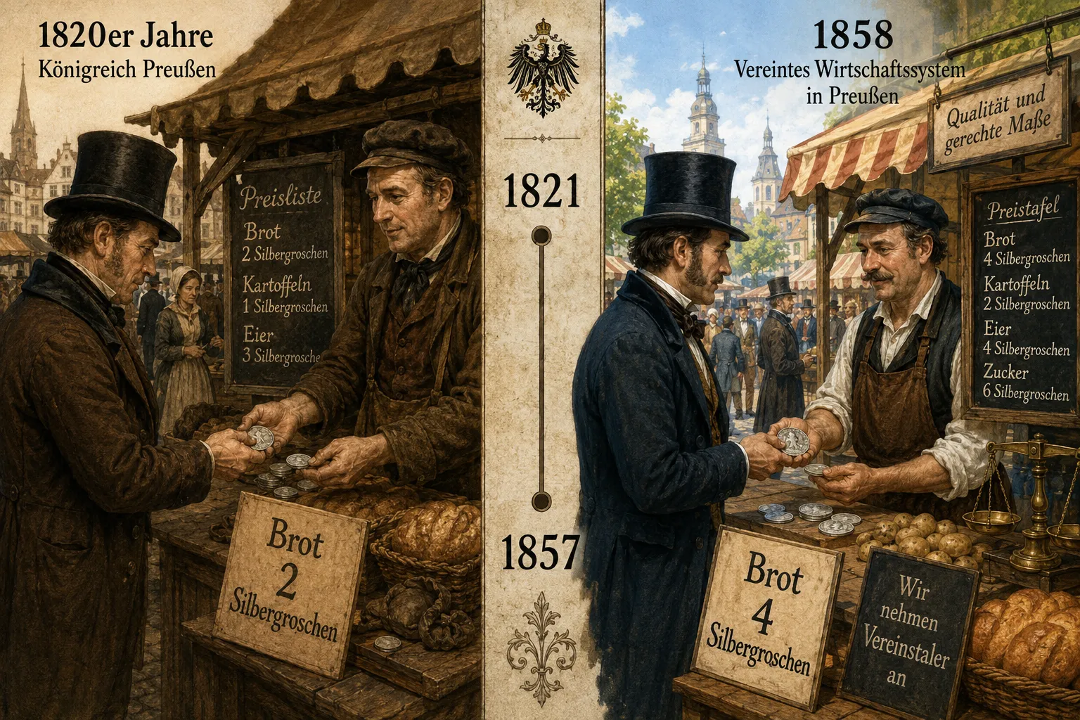 Wie wirkte sich die Münzreform von 1821 auf Handel und Preise aus?