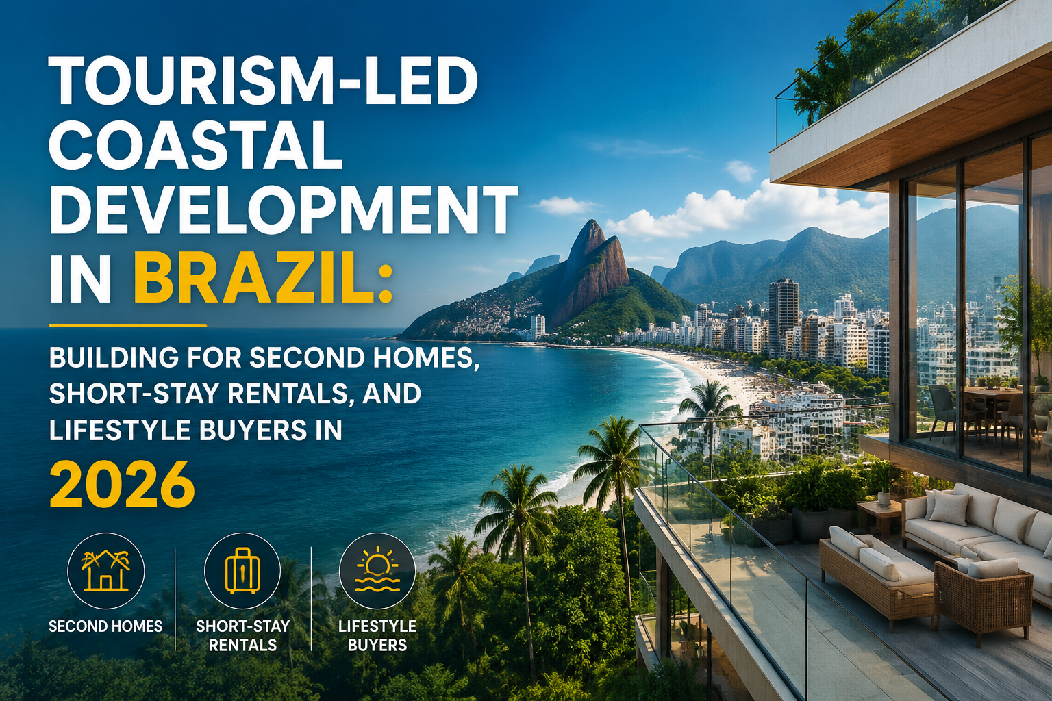 Professional landscape hero image () with : "Tourism-Led Coastal Development in Brazil: Building for Second Homes,