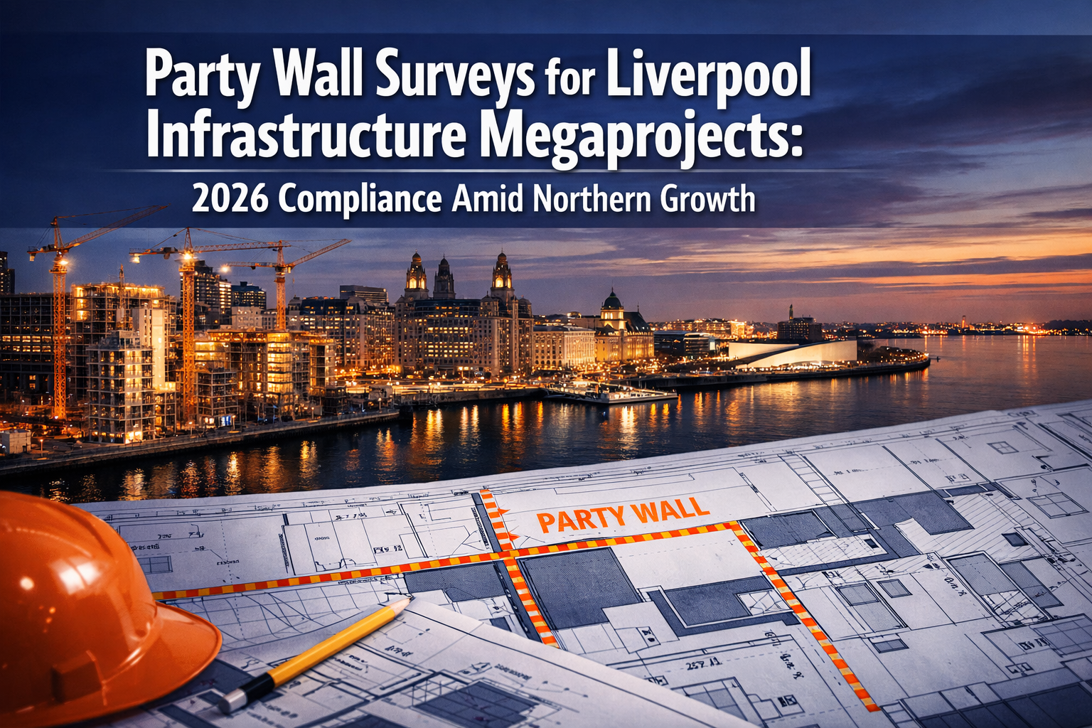 Professional () hero image featuring 'Party Wall Surveys for Liverpool Infrastructure Megaprojects: 2026 Compliance Amid