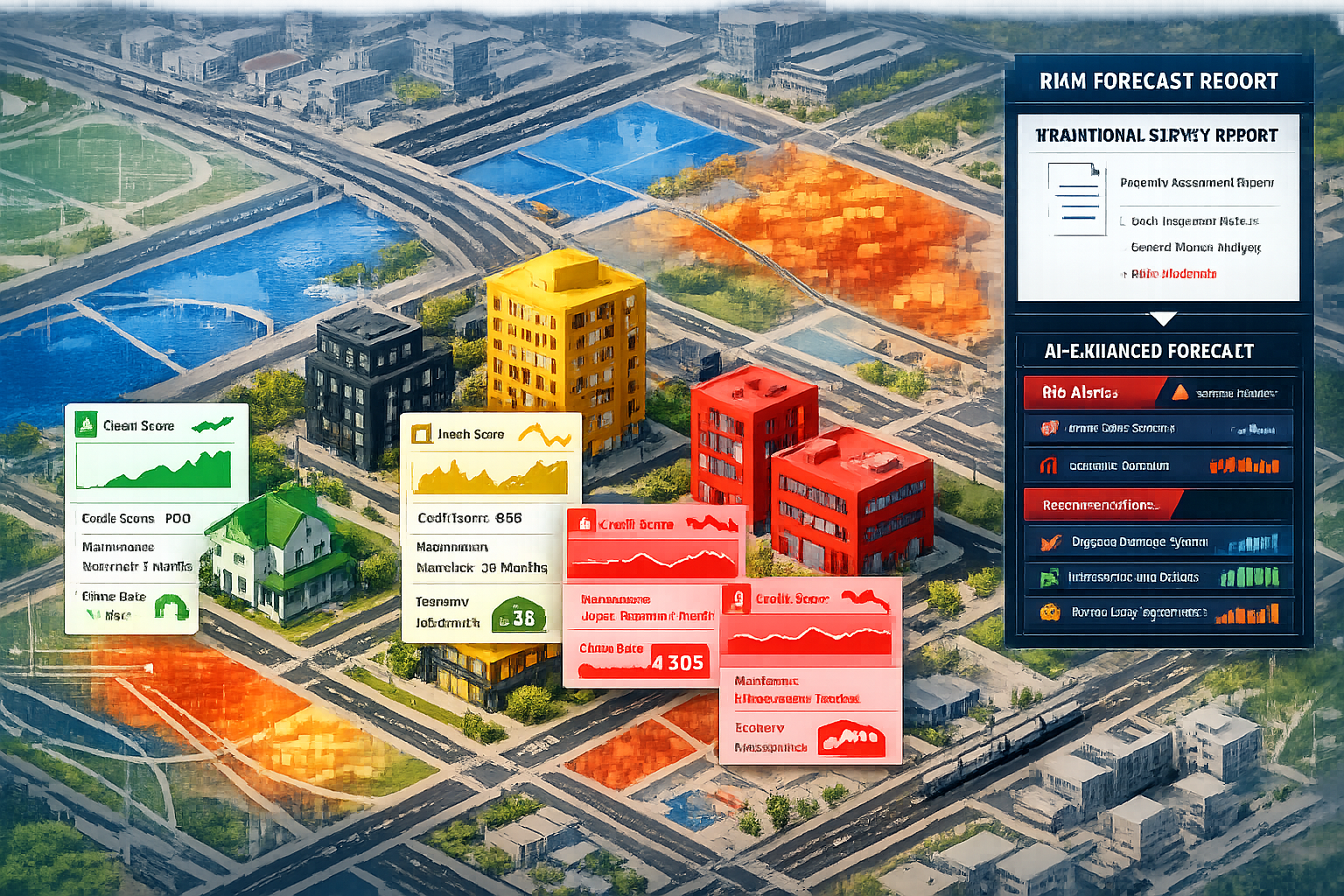 Landscape format (1536x1024) case study visualization showing 2026 real-world application of data-driven risk forecasting. Main focus: detai